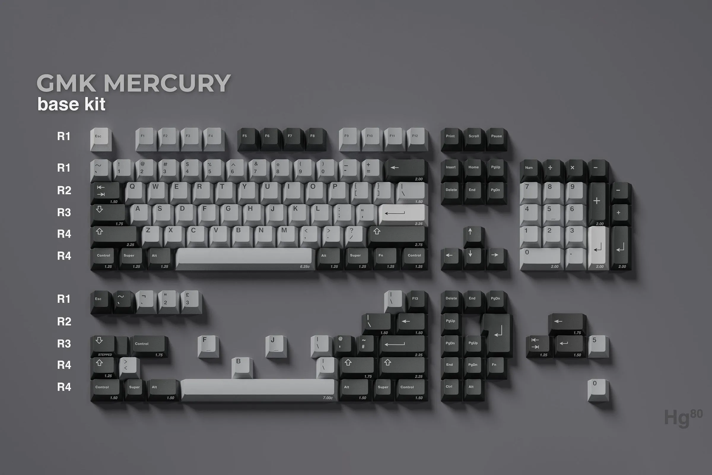 GMK CYL Mercury keycaps, plate 3